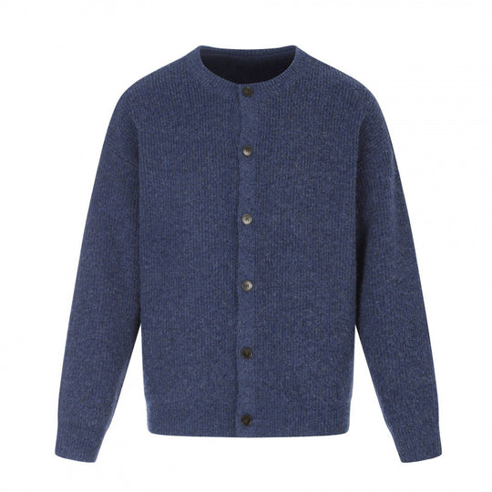 Unisex Boxy-Strickjacke mit Rundhalsausschnitt, durchgehender Knopfleiste und feiner Waffelstruktur Nord Taschen