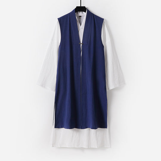 Damen Langer ärmelloser Kimono-Weste mit minimalistischer Linienführung und dekorativem Knebelverschluss Nord Taschen
