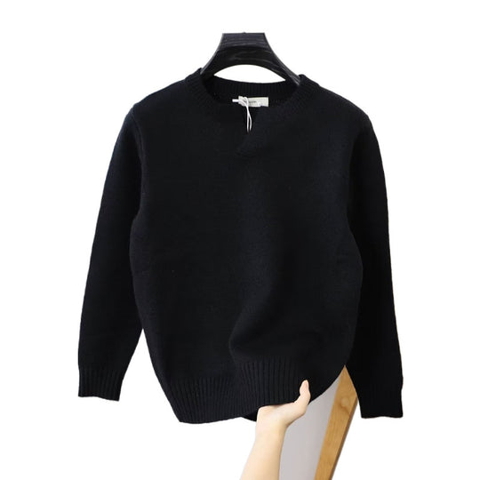 Unisex Feinstrickpullover mit Rundhalsausschnitt und Halslasche im Oversize‑Schnitt Nord Taschen