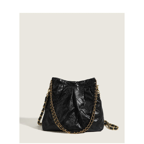 Damen Hobo-Tasche mit edler Faltentechnik und funkelndem Kettenriemen Nord Taschen