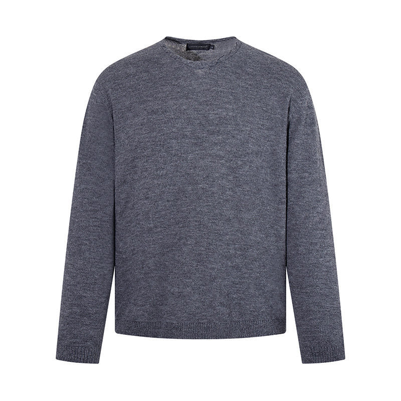Herren Feinstrickpullover mit Rundhalsausschnitt, lockerer Passform und geripptem Saum Nord Taschen
