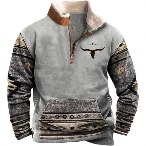 Herren Wärmender Fleece-Pullover mit Stehkragen Nord Taschen