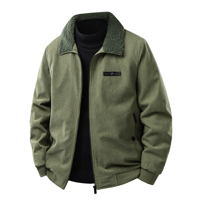 Herren Cord-Collegejacke mit Sherpa-Kragen, Reißverschluss und praktischen Seitentaschen Nord Taschen