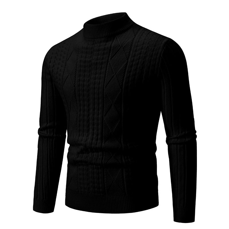 Herren Feiner Mockneck-Pullover mit Zopf- und Waffelstruktur körpernaher Passform Nord Taschen