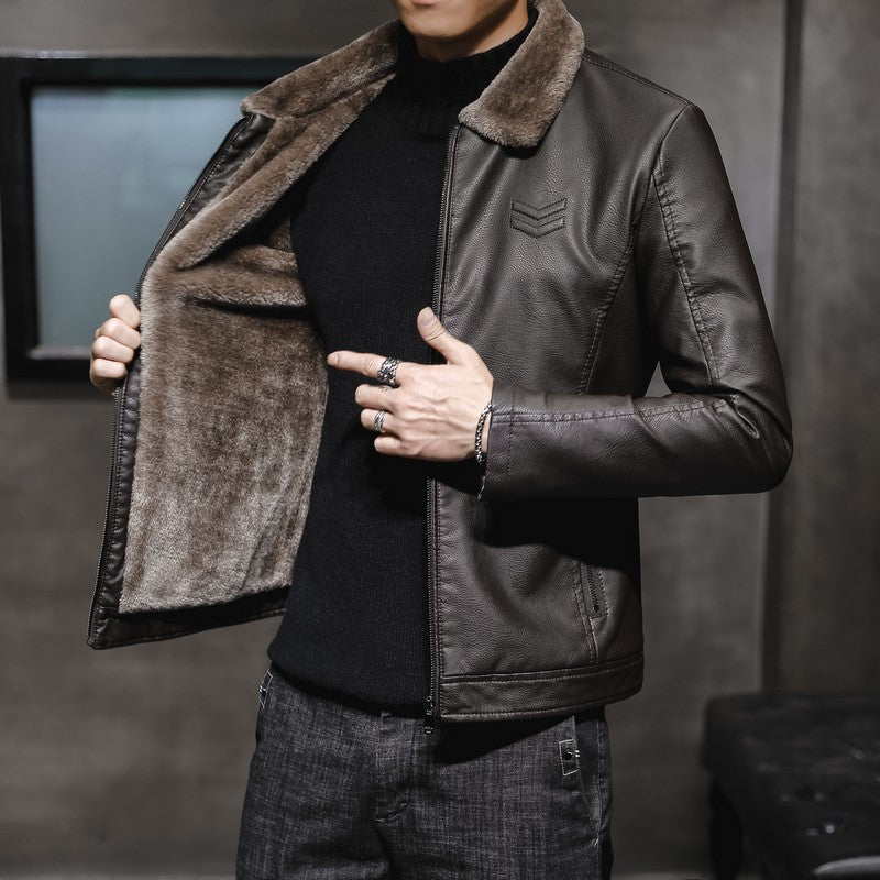 Herren modische und warme Lederjacke Nord Taschen