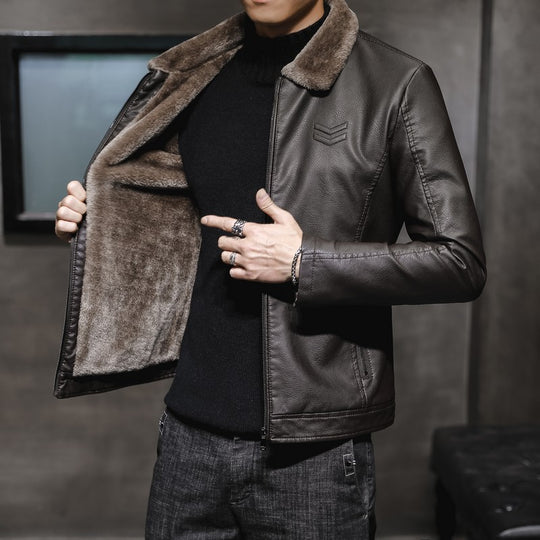Herren modische und warme Lederjacke Nord Taschen