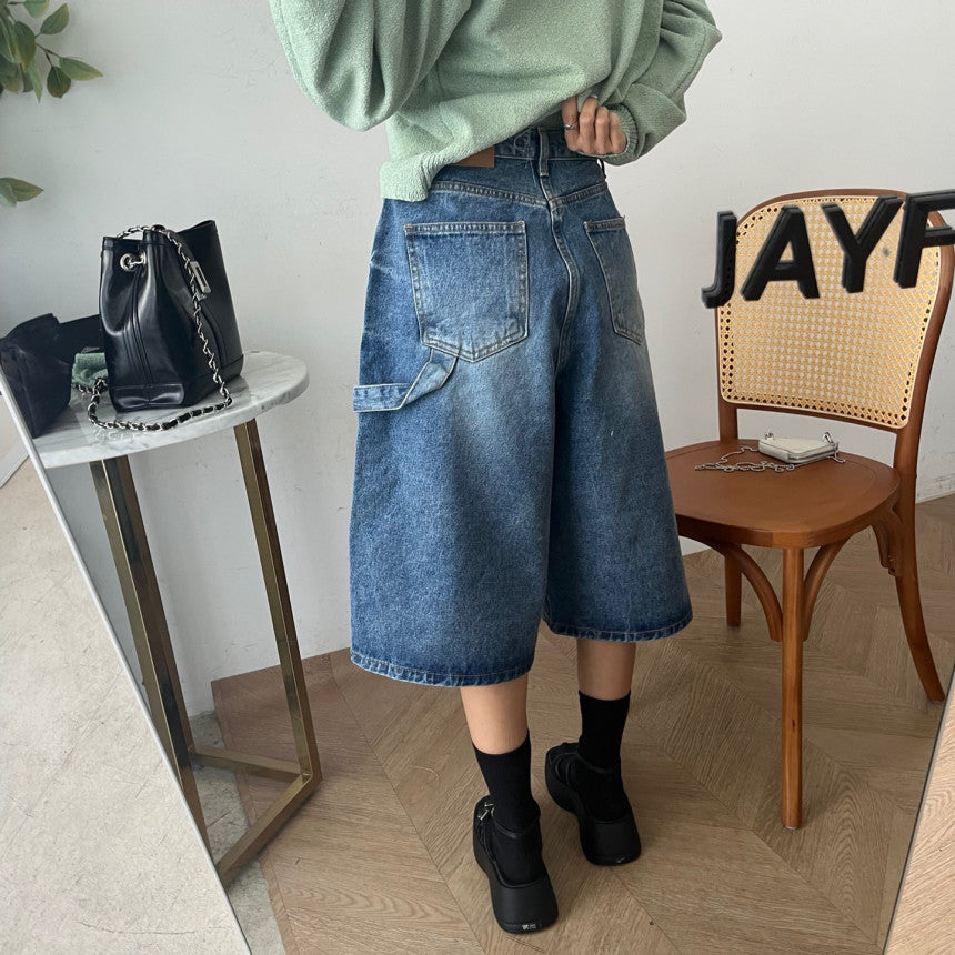 Damen Jeans Bermuda-Shorts im lässigen Stil mit hohen Taschen Nord Taschen