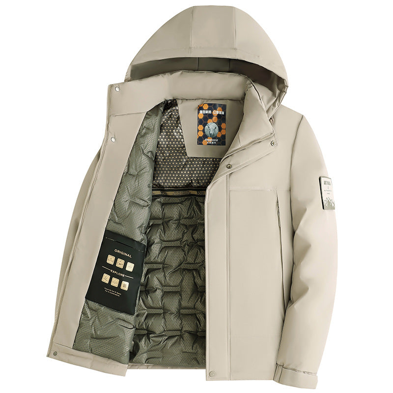 Herren Wattierte Kapuzenjacke mit 3D-Quilt-Innenfutter und wasserabweisender Außenhülle Nord Taschen