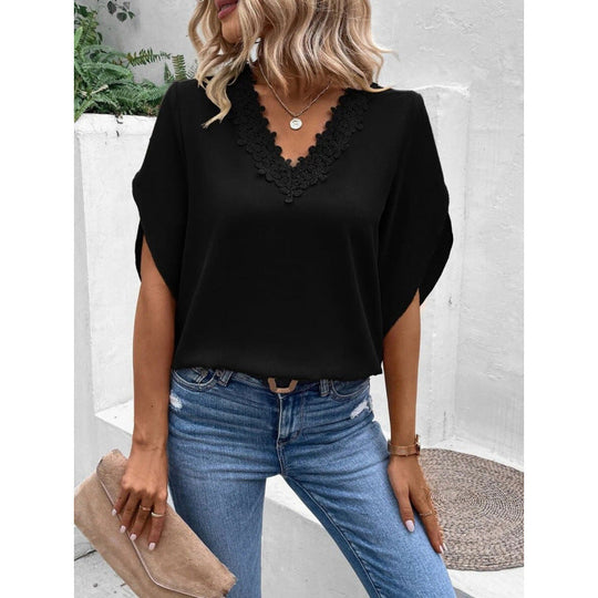 Damen elegante Bluse mit Spitzenverzierung Nord Taschen