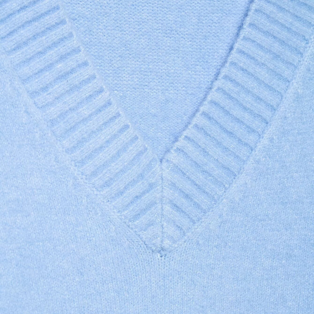 Damen Oversize V-Ausschnitt Pullover mit überschnittenen Schultern und breitem Rippbund Nord Taschen
