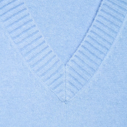 Damen Oversize V-Ausschnitt Pullover mit überschnittenen Schultern und breitem Rippbund Nord Taschen