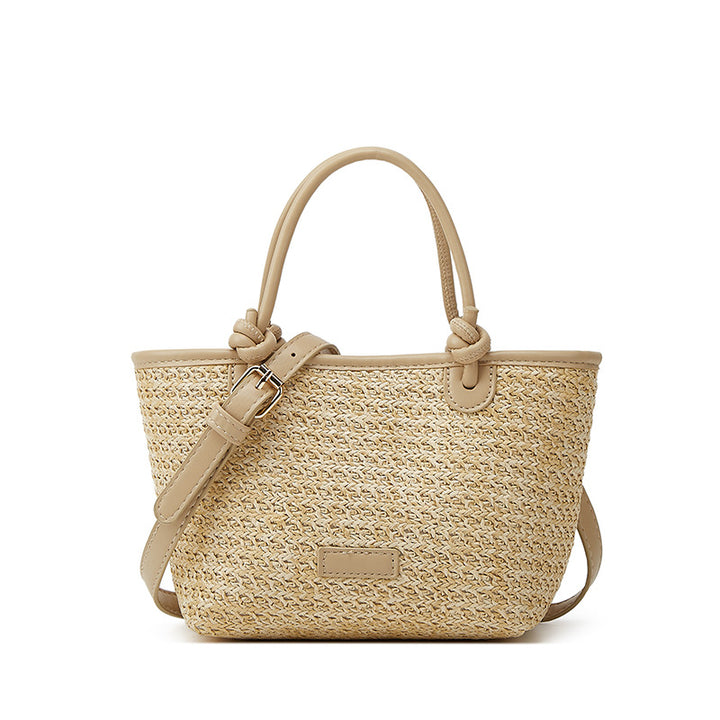 Damen Strandtasche mit geflochtener Struktur und elegantem Kunstlederakzent Nord Taschen