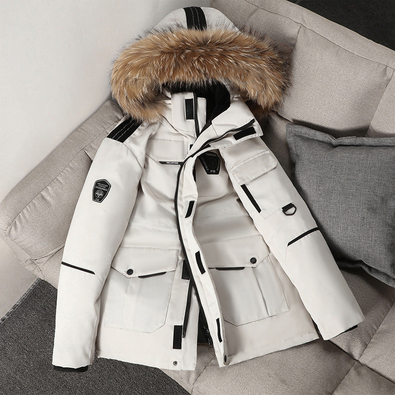 Herren technisch isolierter Winterparka mit abnehmbarer Kunstfellkapuze und multifunktionalen Taschen Nord Taschen