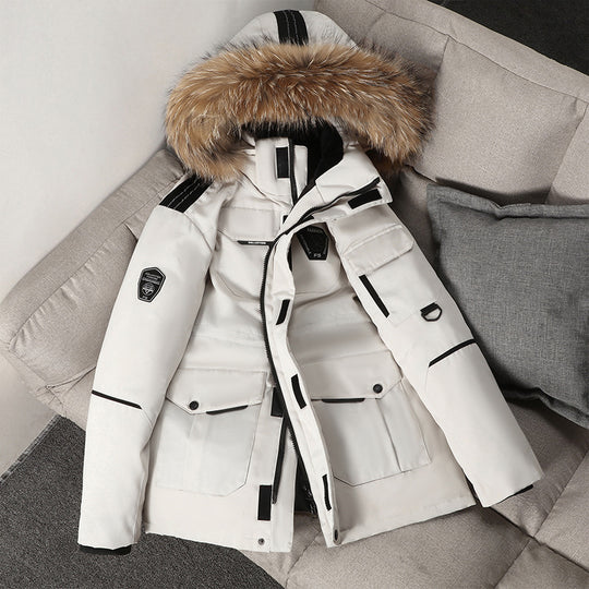 Herren technisch isolierter Winterparka mit abnehmbarer Kunstfellkapuze und multifunktionalen Taschen Nord Taschen