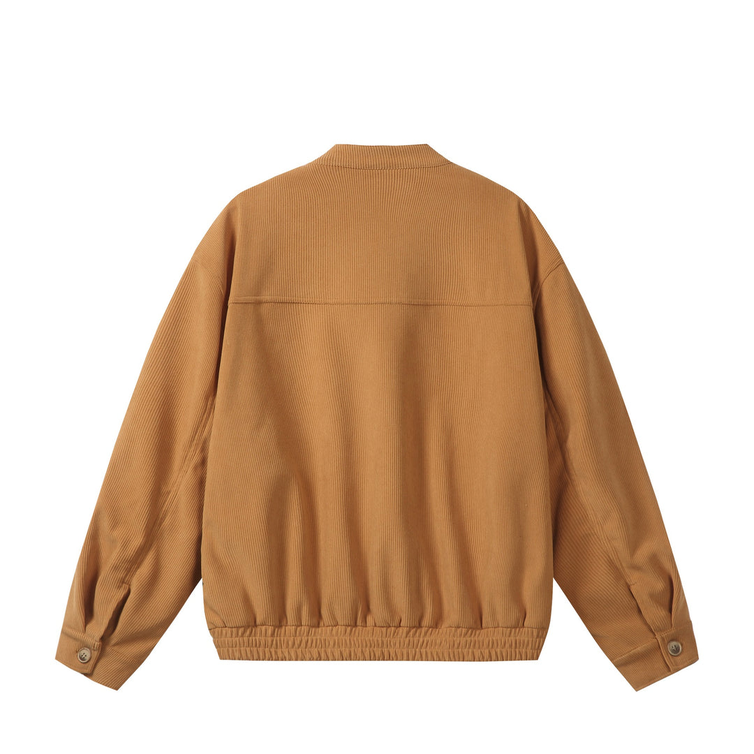 Unisex weit geschnittene Cord‑Blousonjacke mit Stehkragen, durchgehendem Reißverschluss und elastischem Saum Nord Taschen