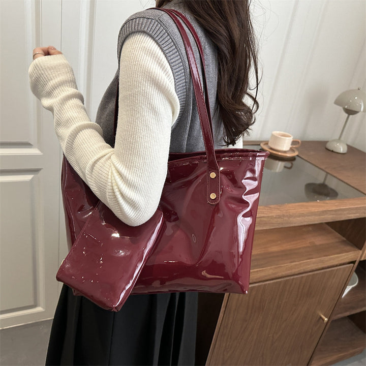 Damen elegante Lackleder-Tote mit abnehmbarem Innenfach Nord Taschen