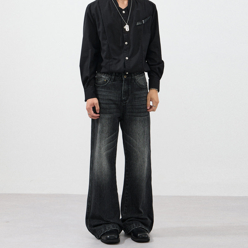 Herren Weite Vintage-inspirierte Five-Pocket-Denim-Jeans im Bodensaum-Baggy-Cut Nord Taschen
