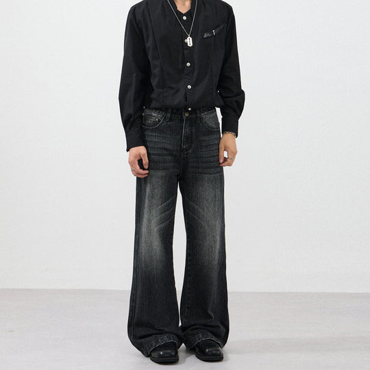 Herren Weite Vintage-inspirierte Five-Pocket-Denim-Jeans im Bodensaum-Baggy-Cut Nord Taschen