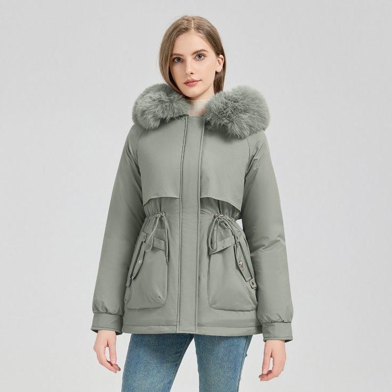 Damen nan taillierter Funktionsparka mit XXL-Kapuze, weichem Fleecefutter und multifunktionalen Pattentaschen Nord Taschen