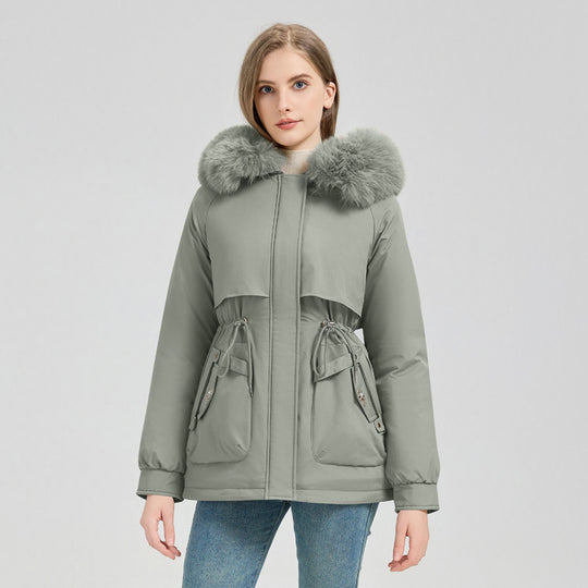 Damen nan taillierter Funktionsparka mit XXL-Kapuze, weichem Fleecefutter und multifunktionalen Pattentaschen Nord Taschen