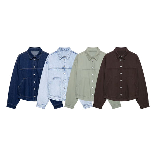 Damen Oversize-Workerjacke aus Baumwoll-Twill Nord Taschen