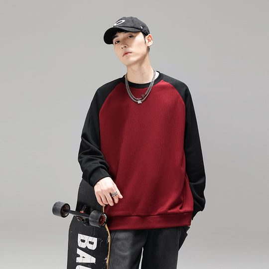 Herren Raglan‑Sweatshirt mit kontrastärmel, weichem Fleece‑Innenfutter und geripptem Saum Nord Taschen