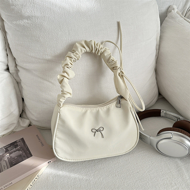 Damen elegante Schultertasche mit dekorativem Rüschengriff Nord Taschen
