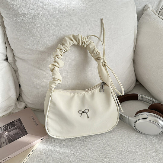 Damen elegante Schultertasche mit dekorativem Rüschengriff Nord Taschen