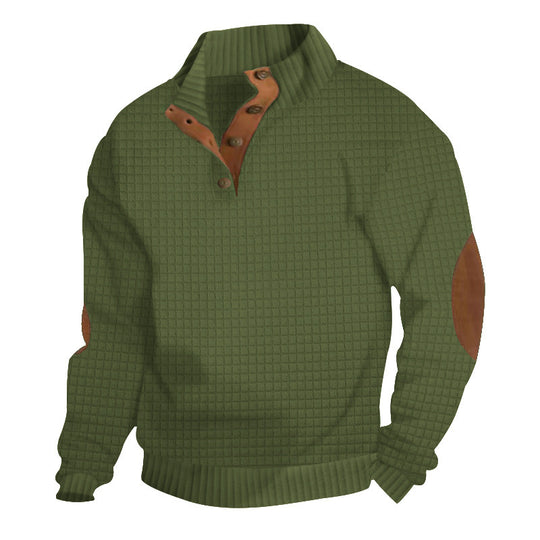 Herren Strukturierter Pullover mit Halbknopf-Leiste und Ellbogenpatches Nord Taschen