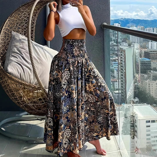 Damen Maxirock mit hohem Smokbund und floraler Paisley‑Optik Nord Taschen