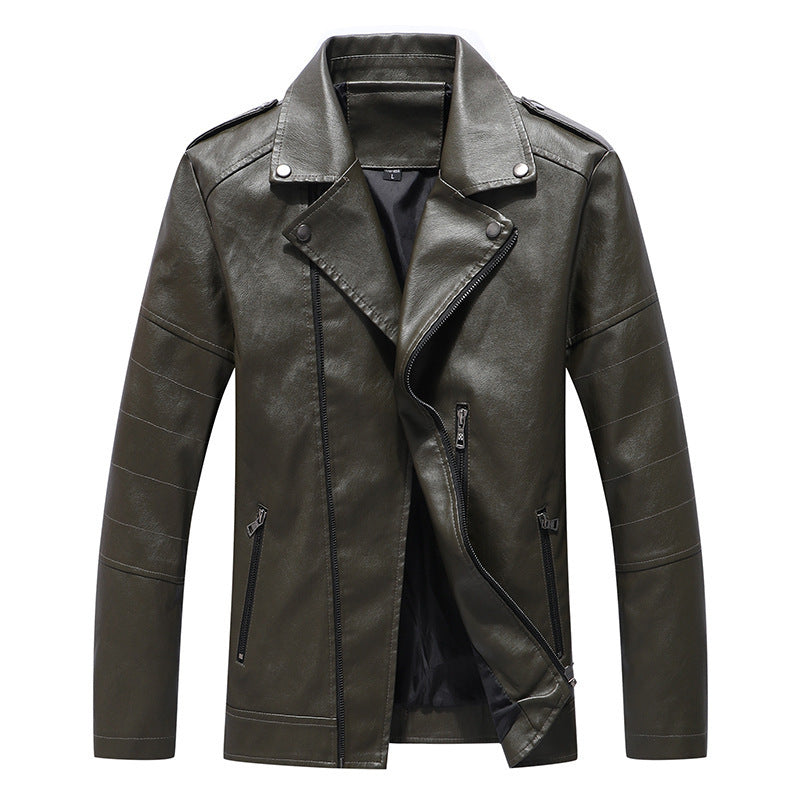 Herren Slim Fit Kunstleder-Motoblouson im Biker-Look mit gesteppten Armpaneelen und Reverskragen Nord Taschen