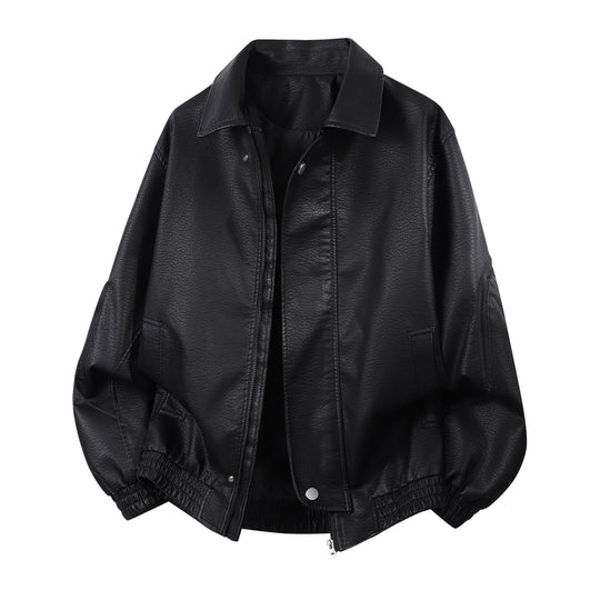Herren Robuste Kunstleder‑Bomberjacke mit Cordkragen, Zwei‑Wege‑Reißverschluss & Reißverschluss‑Taschen Nord Taschen