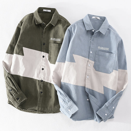 Herren Farbblock-Overshirt aus Baumwollmix mit Brusttasche und Relaxed-Fit Nord Taschen