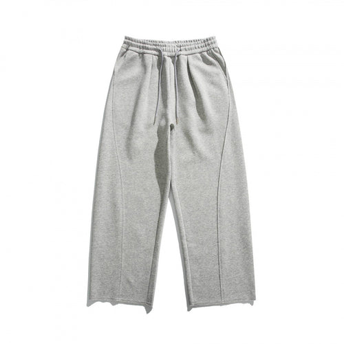Unisex Weite Baumwoll-Fleece-Jogginghose mit Tunnelzug, Dekorativen Vordernähten und Raw-Saum Nord Taschen