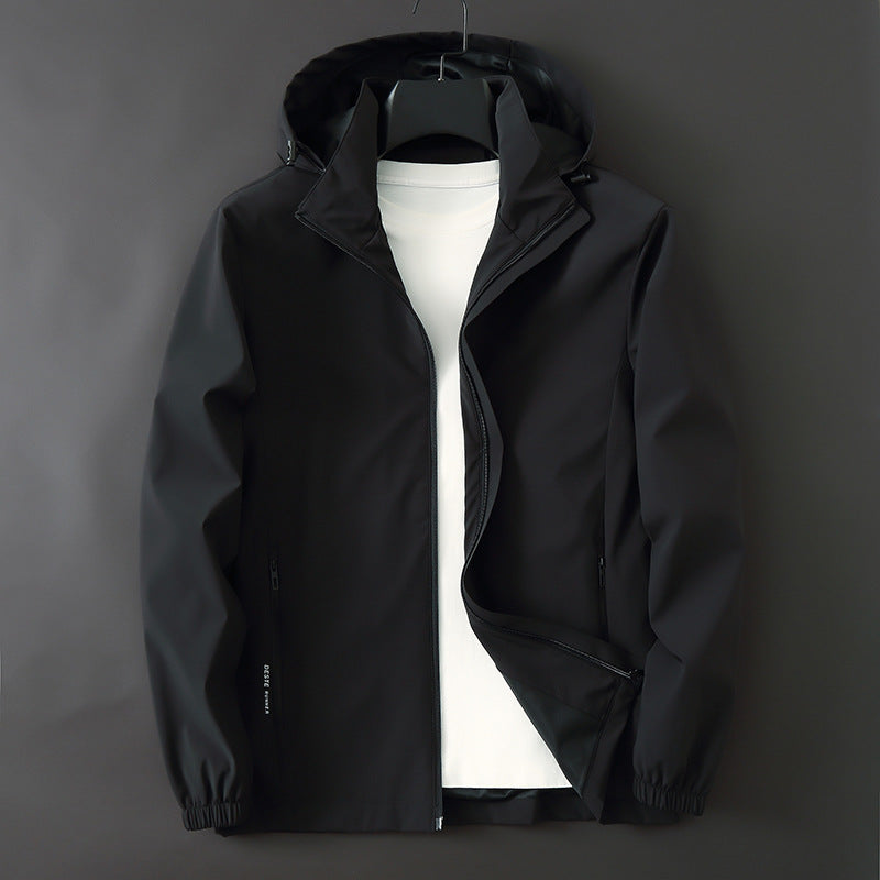 Herren Ultraleichte Wind- und Wasserabweisende Softshelljacke mit Kapuze, verdecktem Reißverschluss und elastischen Bündchen Nord Taschen