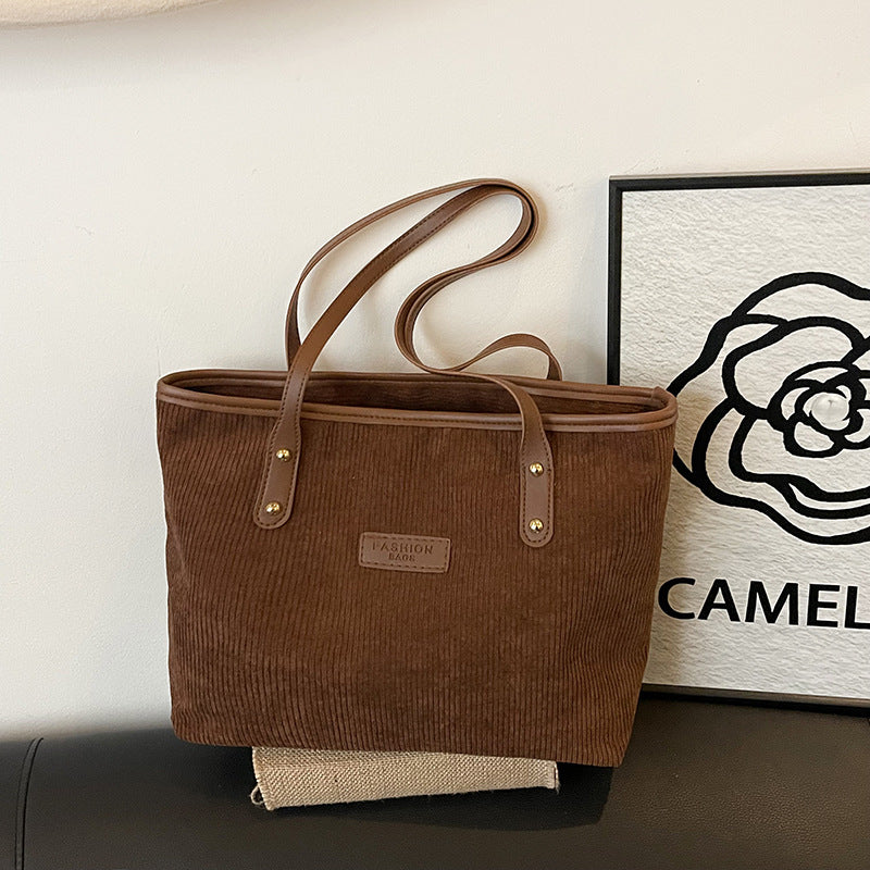 Damen Jute-Shopper Tasche mit elegantem Corddesign Nord Taschen