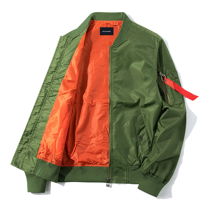Men's  slim-profile nylon bomber jacket with high-visibility contrast lining and zip utility sleeve pocket Nord Taschen