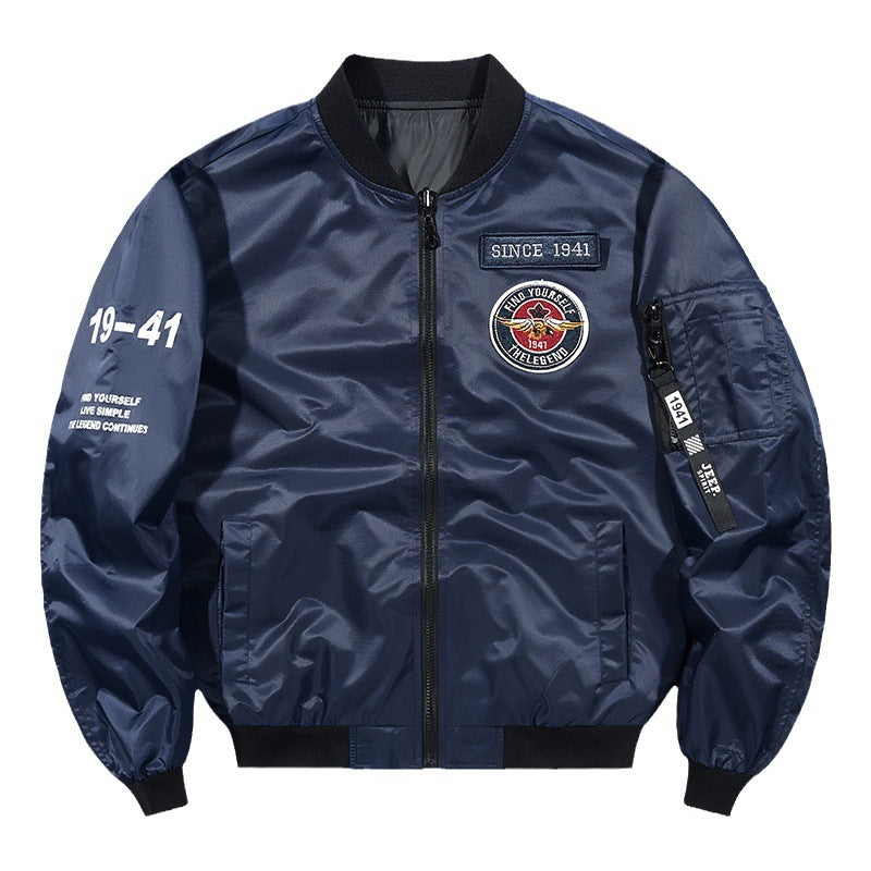 Herren Leichte Nylon-Bomberjacke im Aviator-Style mit Patchdetails und Ärmeltasche Nord Taschen