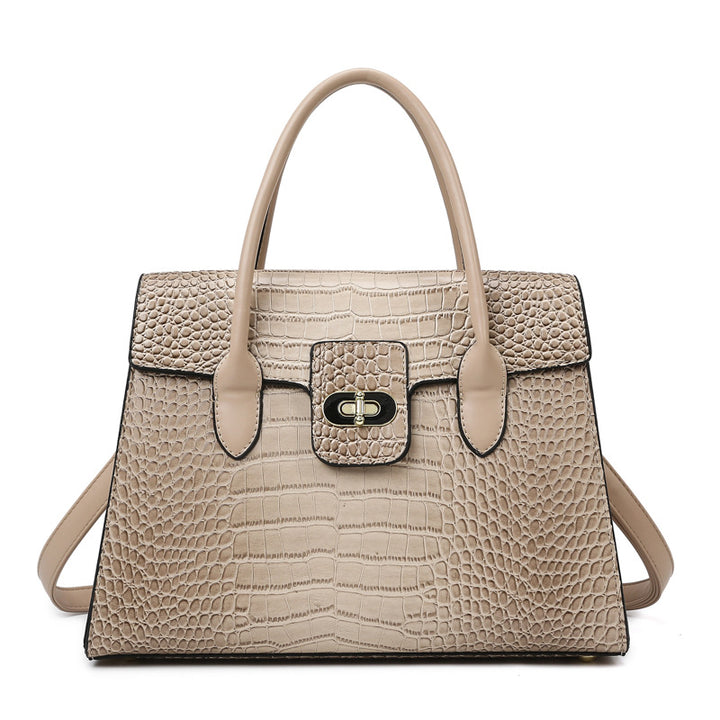 Damen elegante Handtasche mit Struktur und goldener Schnalle Nord Taschen