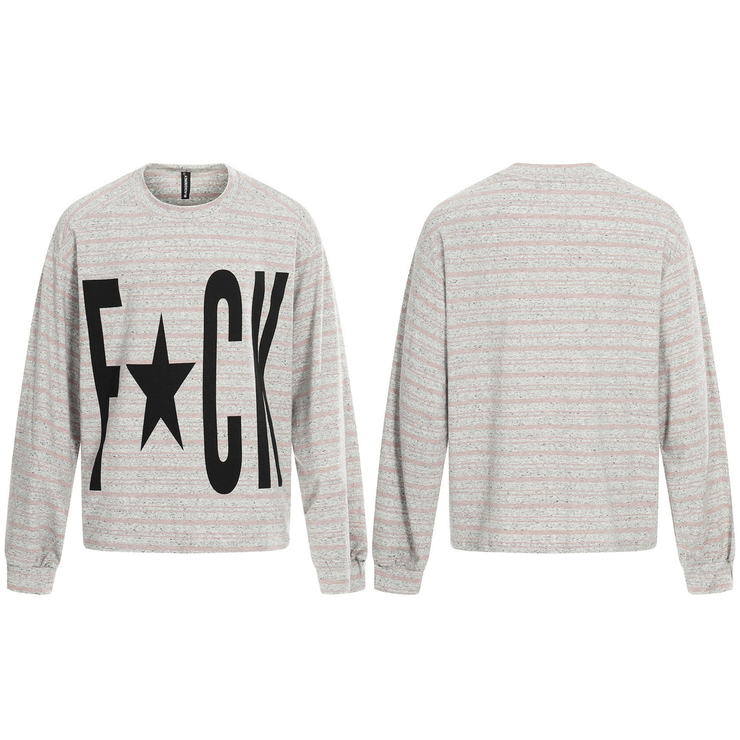 Damen Gestreiftes Oversize-Sweatshirt mit großflächigem Typo-Print und Rundhalsausschnitt Nord Taschen