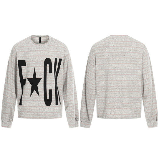 Damen Gestreiftes Oversize-Sweatshirt mit großflächigem Typo-Print und Rundhalsausschnitt Nord Taschen