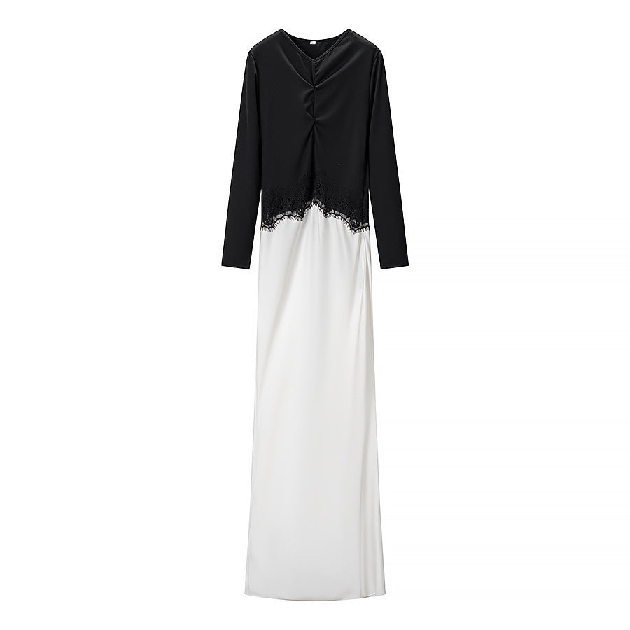 Damen Maxikleid mit Spitzeneinsatz, geraffter Vorderpartie und fließender Saum Nord Taschen