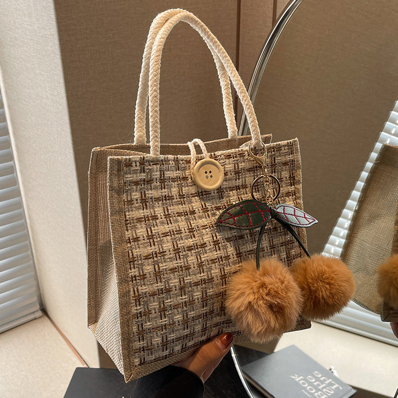 Damen Jute-Strandtasche mit kunstvollem Gewebemuster Nord Taschen