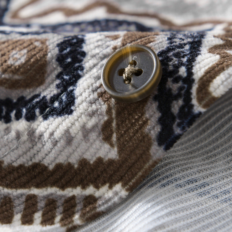 Herren Gemustertes Overshirt im Relaxed-Fit mit geometrischem Diamantprint und Brusttasche Nord Taschen