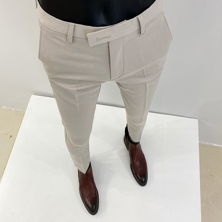 Herren schlanke elegante Anzughose mit Stretchbund, Bügelfalte und schmal zulaufendem Bein Nord Taschen
