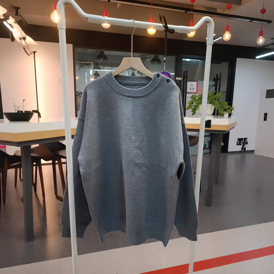 Unisex Oversized Strickpullover mit Destroy-Details und Rundhalsausschnitt Nord Taschen