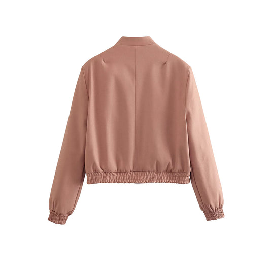 Damen Leichte Taillierte Shirtjacke aus Utility‑Webstoff mit Tunnelzug und Druckknöpfen Nord Taschen