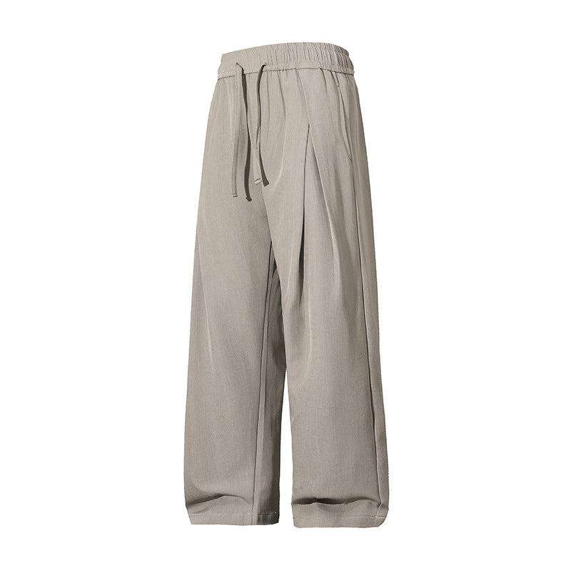 Damen Leichte Leinenoptik Palazzo-Hose mit elastischem Tunnelzugbund und dekorativen Falten Nord Taschen