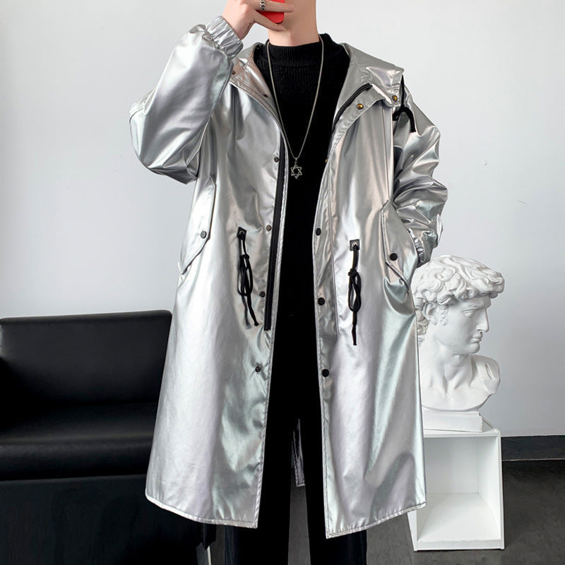 Herren reflektierende Regenjacke mit verstellbarem Kapuzenbereich und praktischen Taschen