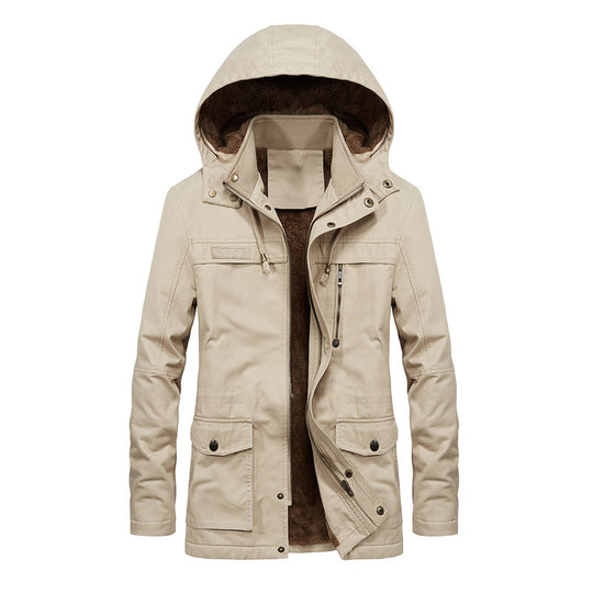 Herren Thermo-Canvas-Parka mit Teddyfleece-Innenfutter und Windschutzleiste Nord Taschen